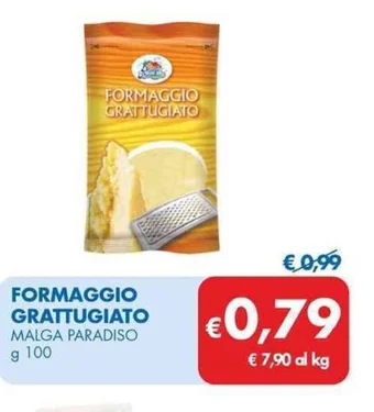 MD Discount FORMAGGIO GRATTUGIATO MALGA PARADISO g 100 offerta