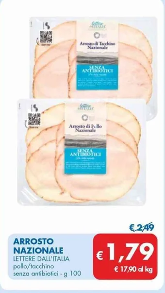 MD Discount ARROSTO NAZIONALE LETTERE DALL'ITALIA pollo/tacchino senza antibiotici g 100 offerta
