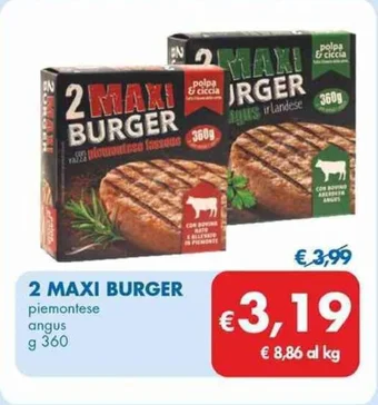 MD Discount 2 MAXI BURGER piemontese angus g 360 offerta