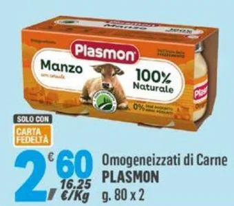 Supermercati Dok Omogeneizzati di Carne PLASMON g. 80 x 2 offerta
