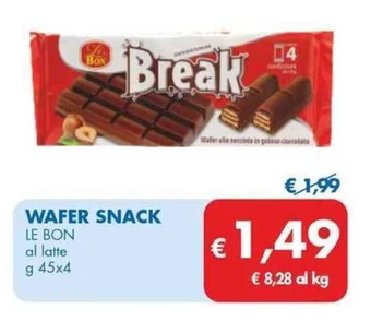 MD Discount WAFER SNACK LE BON al latte g 45x4 offerta