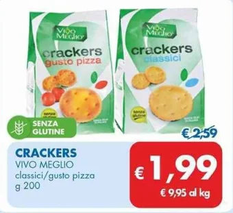 MD Discount CRACKERS VIVO MEGLIO classici/gusto pizza g 200 offerta