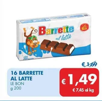 MD Discount 16 BARRETTE AL LATTE LE BON g 200 offerta