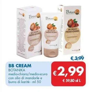 MD Discount BB CREAM BOTANIKA medio-chiara/medio-scura con olio di mandorle e burro di karitè - ml 50 offerta