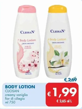 MD Discount BODY LOTION CLIOSAN creamy vaniglia fior di ciliegio ml 750 offerta