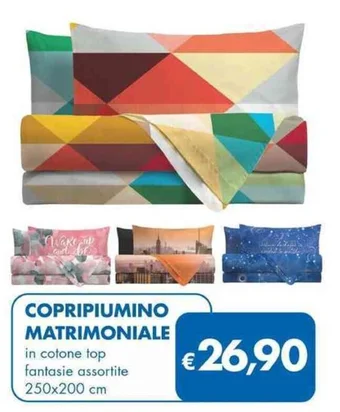 COPRIPIUMINO MATRIMONIALE in cotone top fantasie assortite 250x200 cm