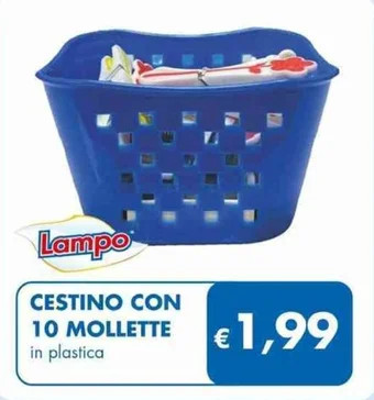 Lampo CESTINO CON 10 MOLLETTE in plastica