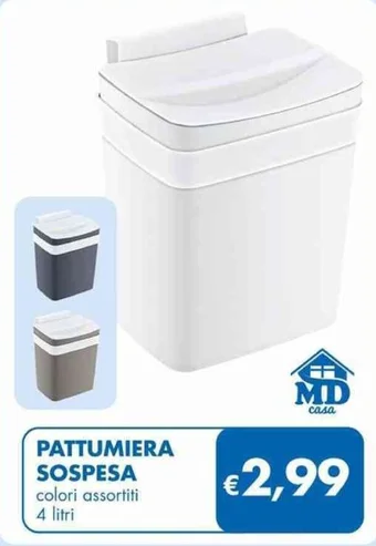 MD Discount PATTUMIERA SOSPESA colori assortiti 4 litri offerta