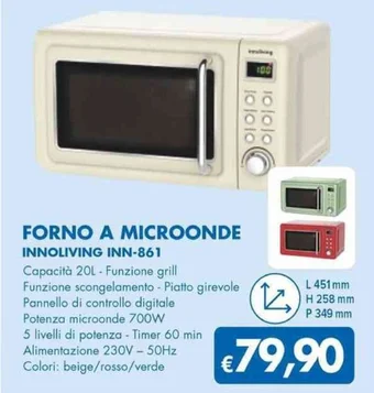MD Discount FORNO A MICROONDE INNOLIVING INN-861 offerta