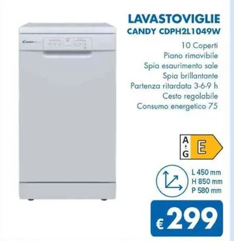 MD Discount LAVASTOVIGLIE CANDY CDPH2L1049W offerta