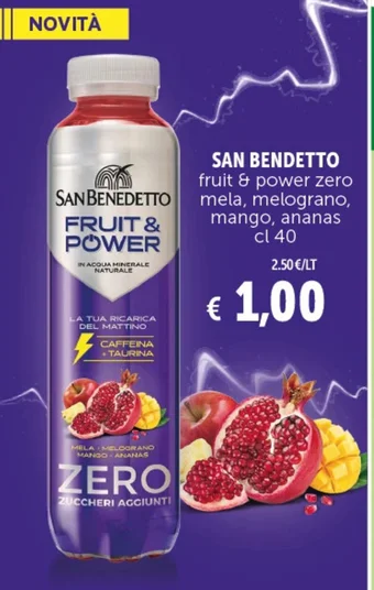 Deco Supermercati SAN BENDETTO fruit & power zero mela, melograno, mango, ananas cl 40 offerta