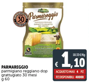 Deco Supermercati PARMAREGGIO parmigiano reggiano dop grattugiato 30 mesi g 60 offerta