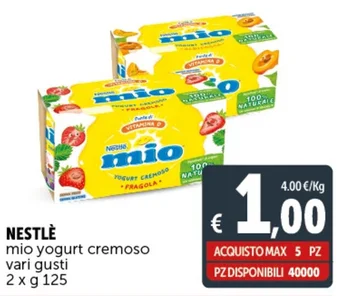 Deco Supermercati NESTLÈ mio yogurt cremoso vari gusti 2 x g 125 offerta