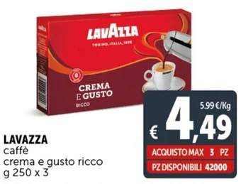 Deco Supermercati LAVAZZA caffè crema e gusto ricco g 250 x 3 offerta