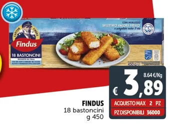 Deco Supermercati FINDUS 18 bastoncini g 450 offerta
