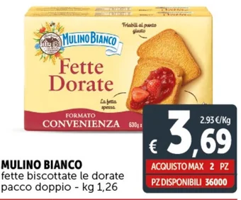 Deco Supermercati MULINO BIANCO fette biscottate le dorate pacco doppio - kg 1,26 offerta