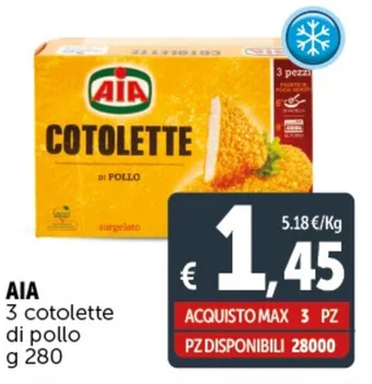 Deco Supermercati AIA 3 cotolette di pollo g 280 offerta