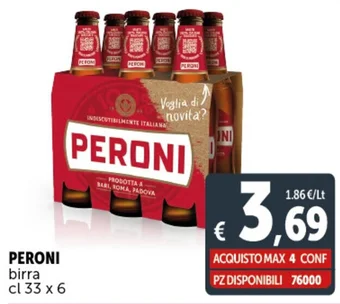 Deco Supermercati PERONI birra cl 33 x 6 offerta