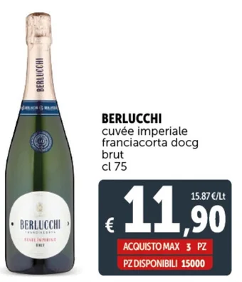 Deco Supermercati BERLUCCHI cuvée imperiale franciacorta docg brut cl 75 offerta