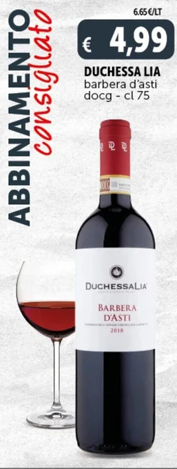 Deco Supermercati DUCHESSA LIA barbera d'asti docg - cl 75 offerta