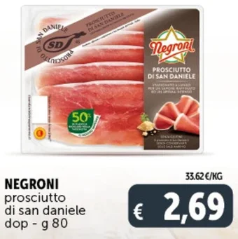 Deco Supermercati NEGRONI prosciutto di san daniele dop - g 80 offerta