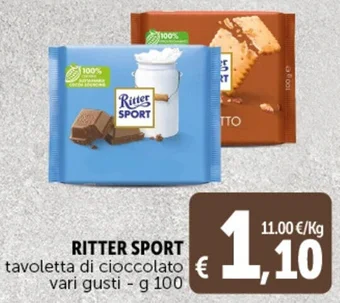 Deco Supermercati RITTER SPORT tavoletta di cioccolato vari gusti - g 100 offerta
