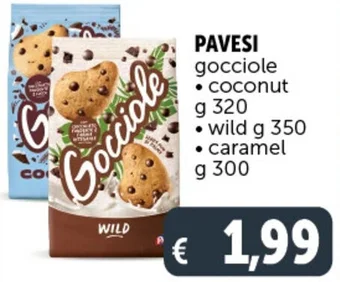 Deco Supermercati PAVESI gocciole • coconut g 320 • wild g 350 • caramel g 300 offerta