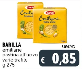 Deco Supermercati BARILLA emiliane pastina all'uovo varie trafile g 275 offerta
