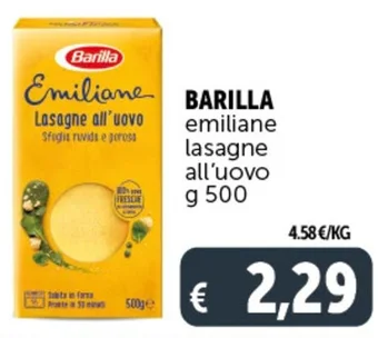 Deco Supermercati BARILLA emiliane lasagne all'uovo g 500 offerta