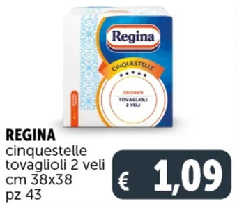 Deco Supermercati REGINA cinquestelle tovaglioli 2 veli cm 38x38 pz 43 offerta
