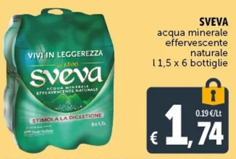 Deco Supermercati SVEVA acqua minerale effervescente naturale l 1,5 x 6 bottiglie offerta