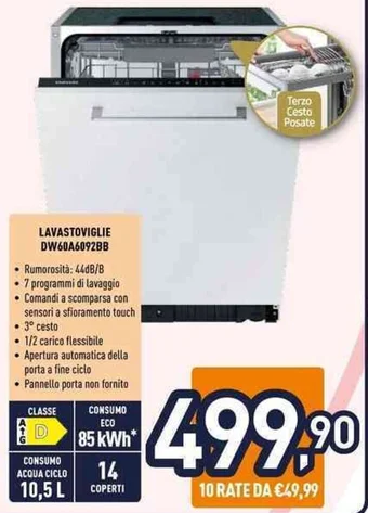 Unieuro LAVASTOVIGLIE DW60A6092BB offerta