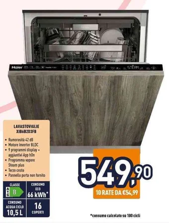 Unieuro LAVASTOVIGLIE XIB6B2D3FB offerta
