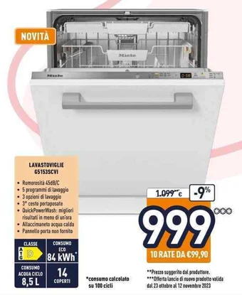 Unieuro LAVASTOVIGLIE G5153SCVI offerta