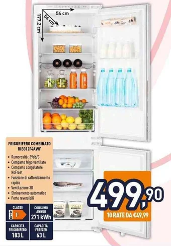 Unieuro FRIGORIFERO COMBINATO RIB312F4AWF offerta