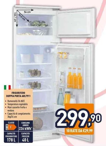 Unieuro FRIGORIFERO DOPPIA PORTA ARL7911 offerta