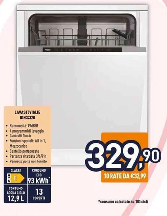 Unieuro LAVASTOVIGLIE DIN34320 offerta
