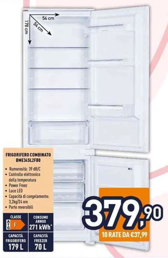 Unieuro FRIGORIFERO COMBINATO BME34SL2FB0 offerta