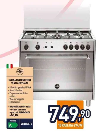 Unieuro CUCINA MULTIFUNZIONE 90 CM AMN965EXV offerta