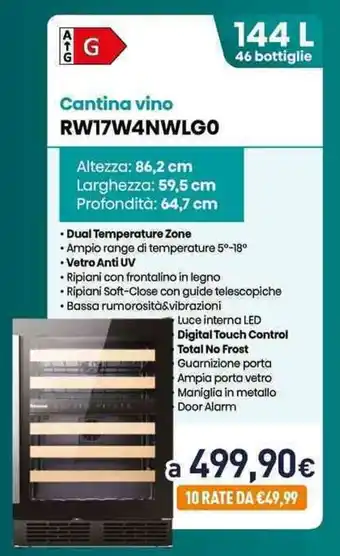 Unieuro Cantina vino RW17W4NWLGO offerta