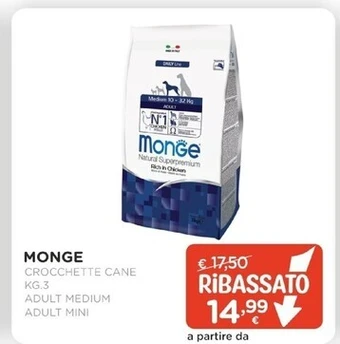 Arcaplanet Monge crocchette cane kg.3 adult medium - adult mini offerta