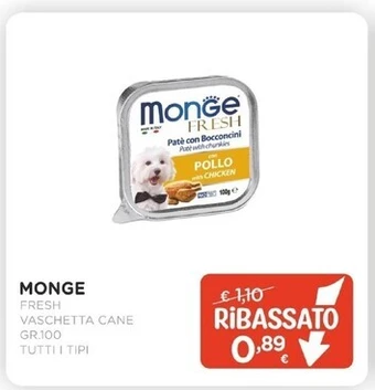 Arcaplanet Monge fresh vaschetta cane gr.100 tutti i tipi offerta
