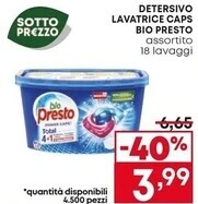 Pam Bio presto detersivo lavatrice caps offerta
