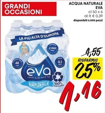Pam Eva acqua naturale offerta