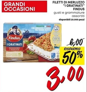 Pam Findus filetti di merluzzo i gratinati offerta