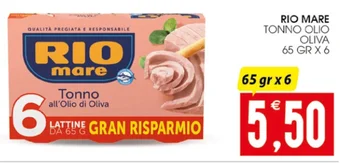SpesAmica RIO MARE TONNO OLIO OLIVA 65 GR X 6 offerta