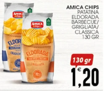 AMICA CHIPS PATATINA ELDORADA BARBECUE/ GRIGLIATA/ CLASSICA 130 GR