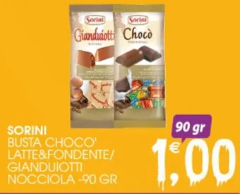 SpesAmica SORINI BUSTA CHOCO' LATTE&FONDENTE/ GIANDUIOTTI NOCCIOLA -90 GR offerta