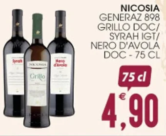 NICOSIA GENERAZ 898 GRILLO DOC/ SYRAH IGT/ NERO D'AVOLA DOC - 75 CL