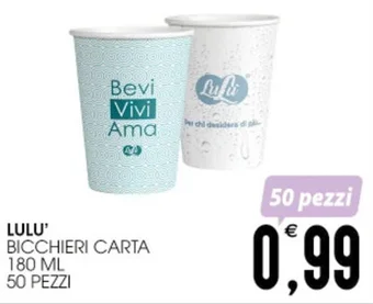 SpesAmica LULU' BICCHIERI CARTA 180 ML 50 PEZZI offerta